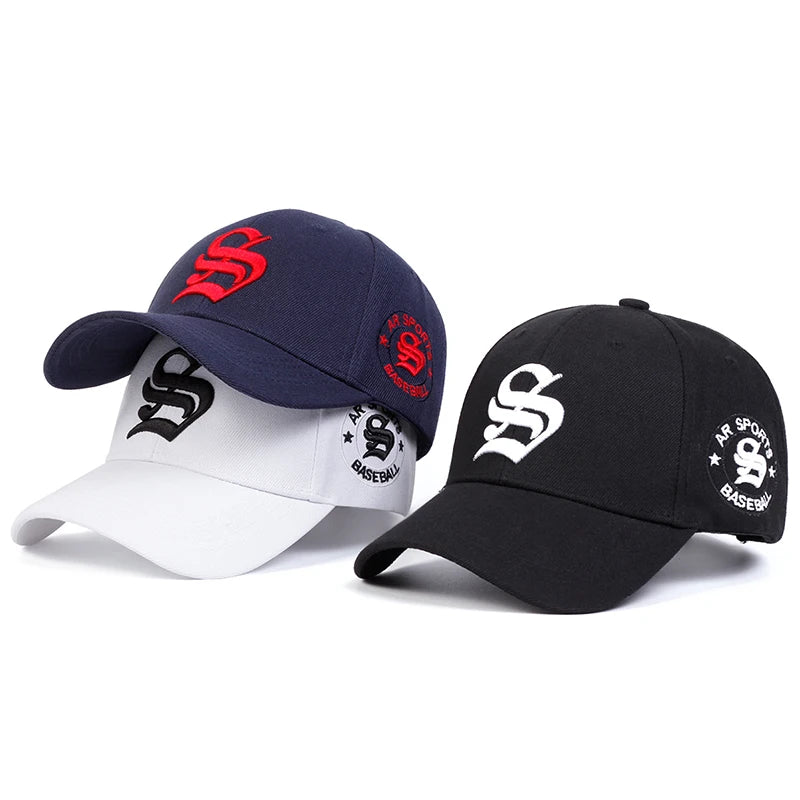 Unisex Gothic S Letter Embroidery Side Baseball Caps