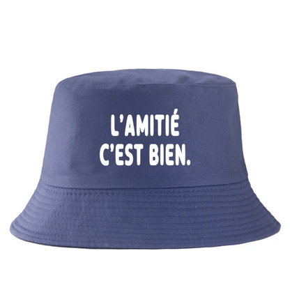 French Letter Print Cotton Bucket Hat Unisex