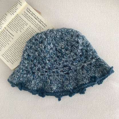 Women Wool Openwork Knitted Fisherman Bucket Hat
