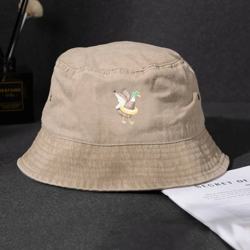 Vintage Graffiti Duck Print Bucket Hat