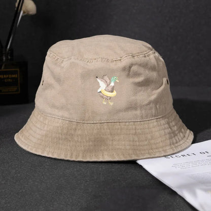 Vintage Graffiti Duck Print Bucket Hat