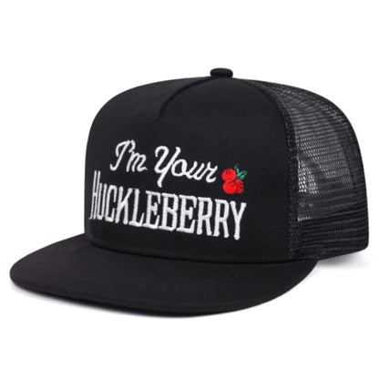 Unisex Flat Brim Letter Embroidered Mesh Snapback Cap