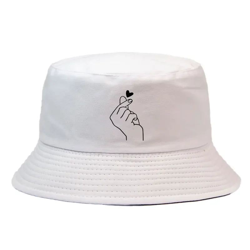 Korean Heart Sign Reversible Bucket Hat