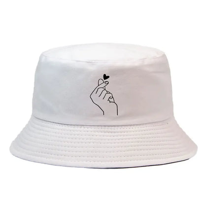 Korean Heart Sign Reversible Bucket Hat