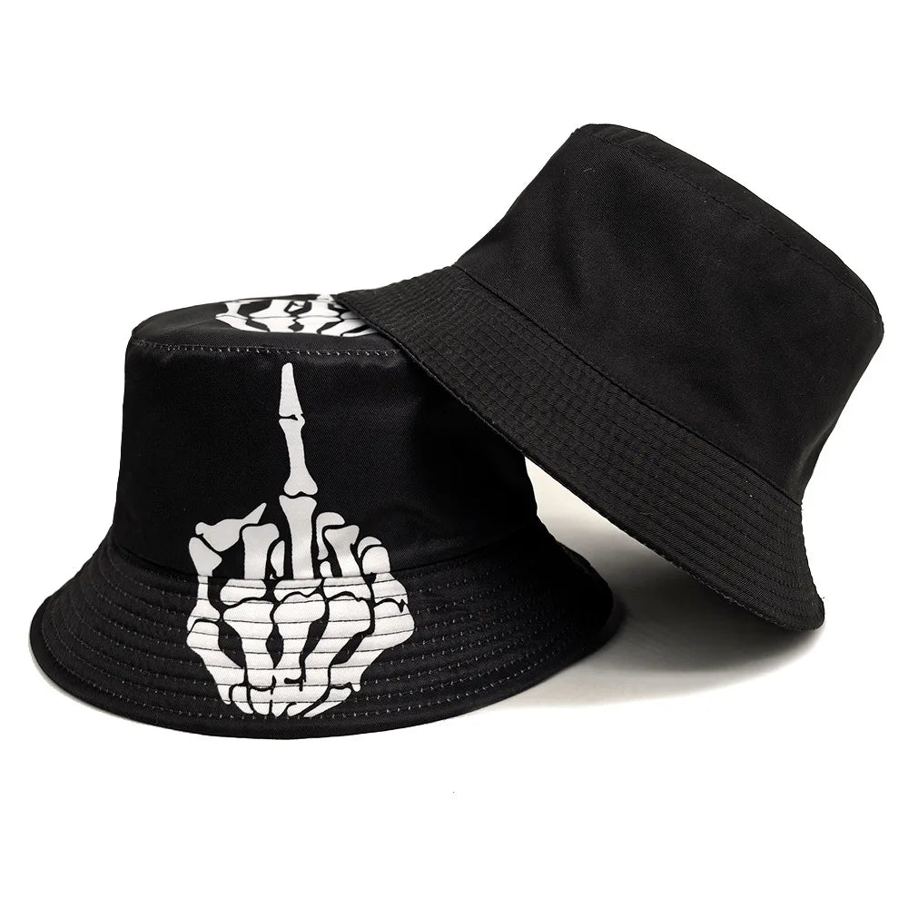 Funny Skeleton Fingers Print Bucket Hat Men Women Summer Outdoor