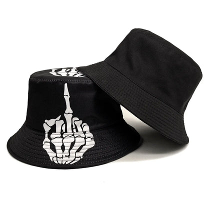 Funny Skeleton Fingers Print Bucket Hat Men Women Summer Outdoor