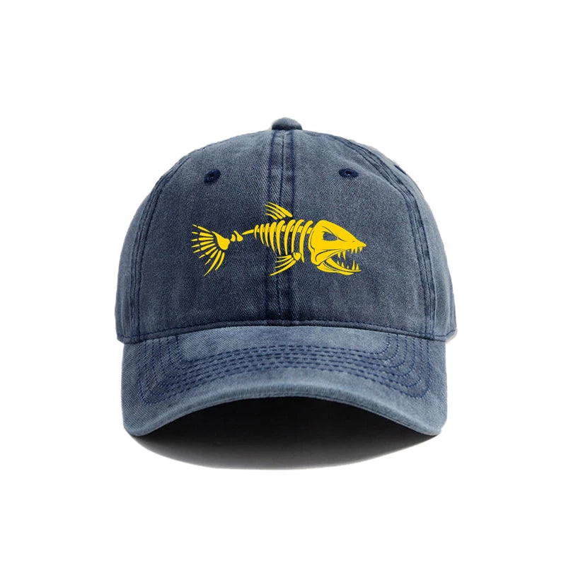 Fishbone Baseball Cap Summer Distressed Dad Hats