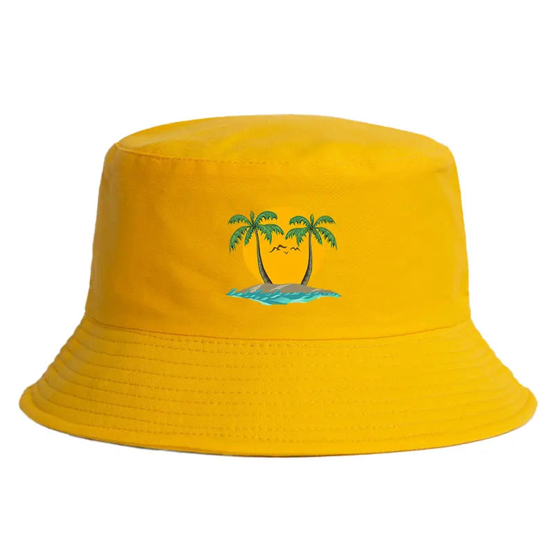 Island Palm Tree Reversible Summer Beach Bucket Hat