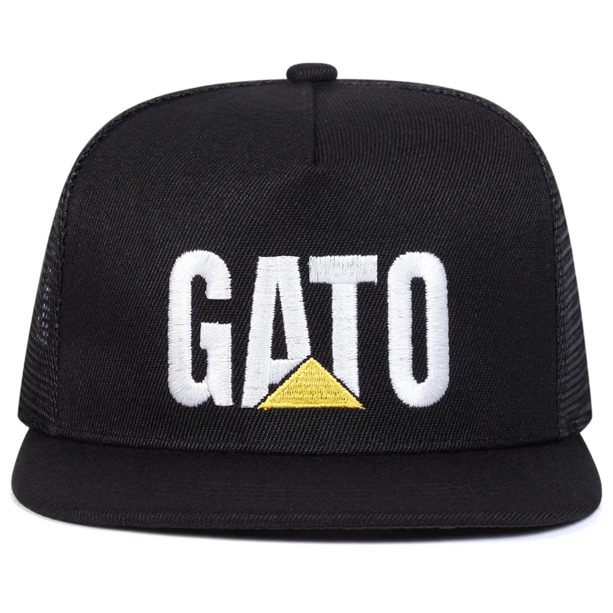 Gato Letter Embroidered Mesh Snapback Cap