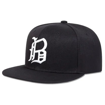 Unisex B Letter Embroidered Snapback Cap
