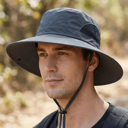 Foldable Large Brim Breathable Polyester Fishing Bucket Hat