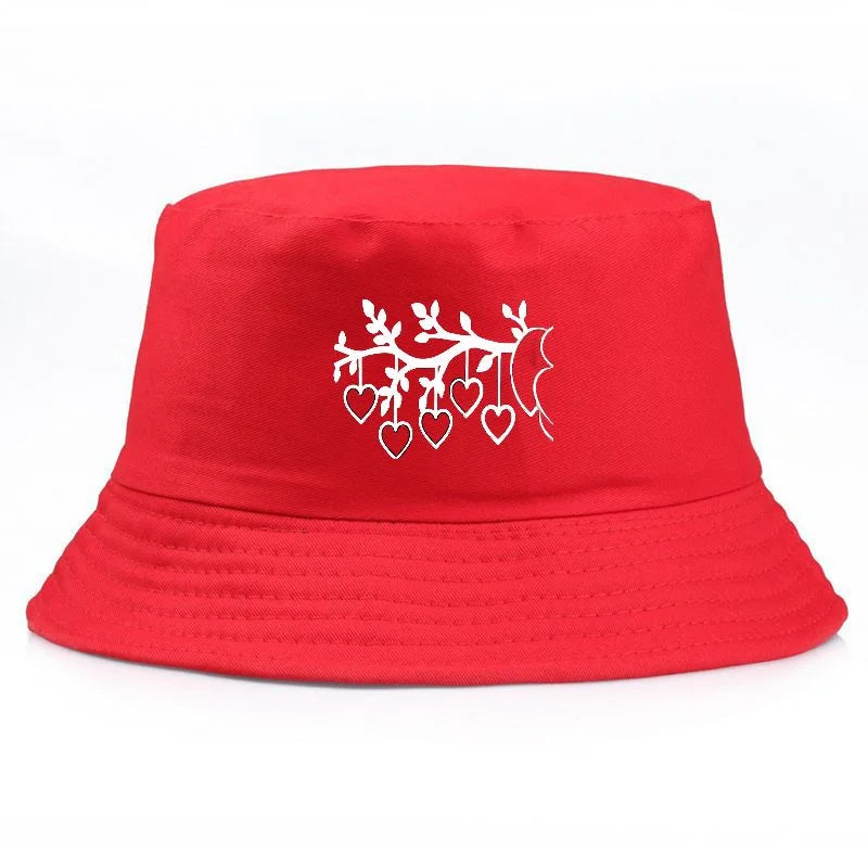 Y2K Vintage Heart Print Cotton Bucket Hat