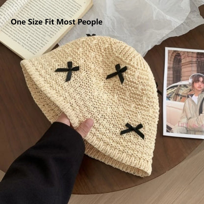 Fashion Mini Bow Beach Bucket Hat