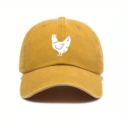White Hen Print Casual Baseball Cap
