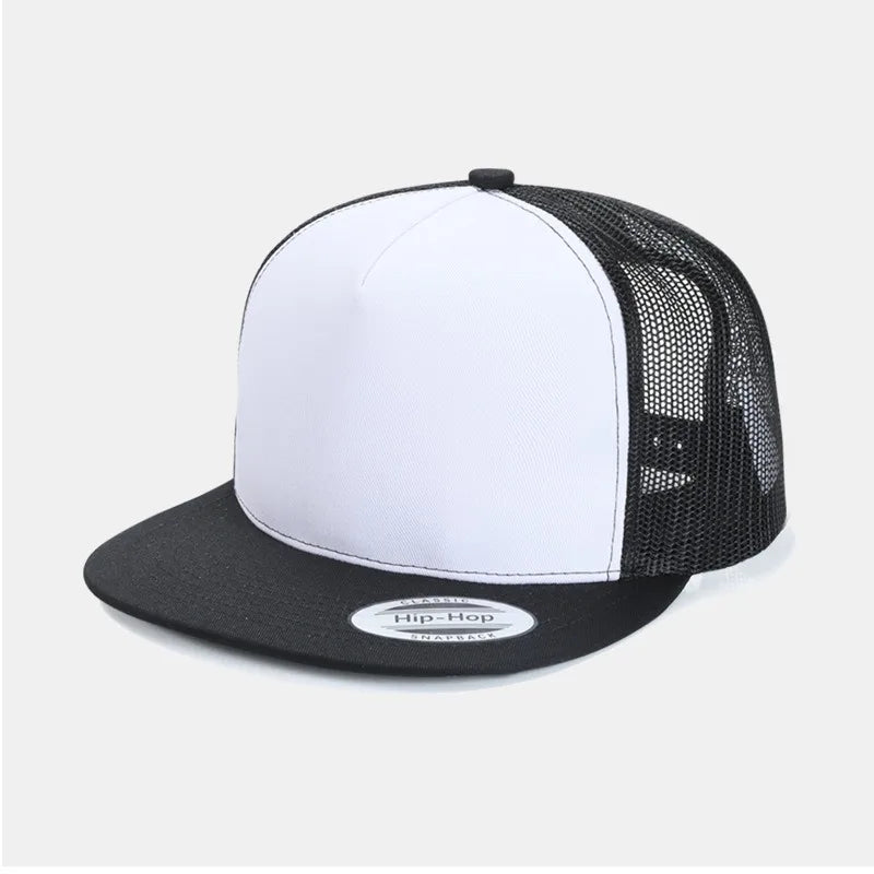 Custom Logo Embroidered Mesh Flat Brim Snapback Cap