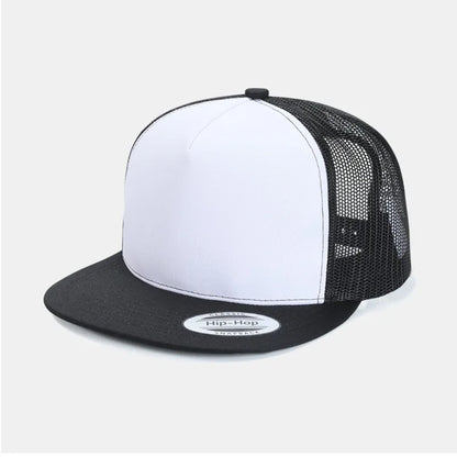 Custom Logo Embroidered Mesh Flat Brim Snapback Cap