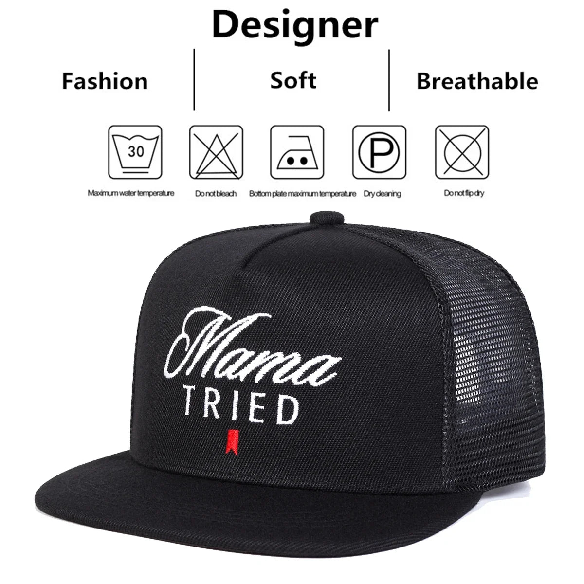 Unisex Mama Tried Embroidered Mesh Snapback Cap