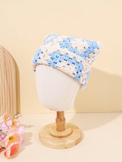 Cute Cat Ear Crochet Bucket Hat