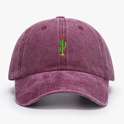 Mini Cactus Embroidery Vintage Soft Baseball Caps Men Women