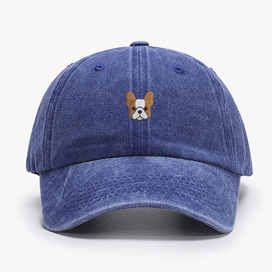 Vintage French Bulldog Embroidered Baseball Cap