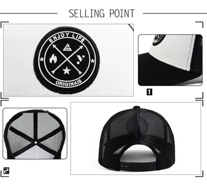 Summer Mesh Baseball Cap Women Men Snapback Hat Casual Breathable Letter Icon Unisex Hip Hop Trucker Caps Outdoor Sports Dad Hat Size 56-58cm