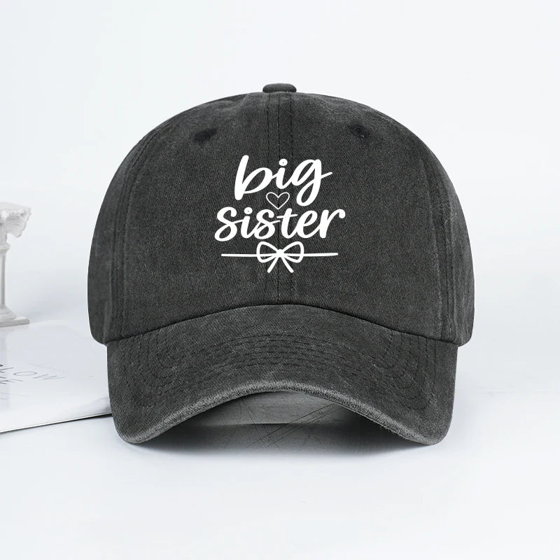 Big Sister Print Washed Baseball Cap Adjustable