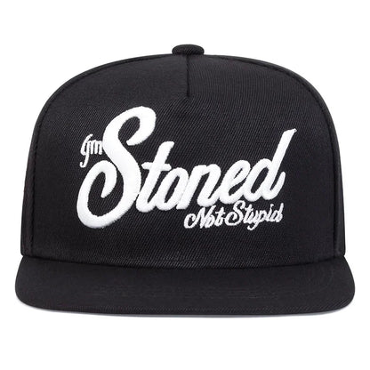Stoned Letter Embroidered Mesh Snapback Cap