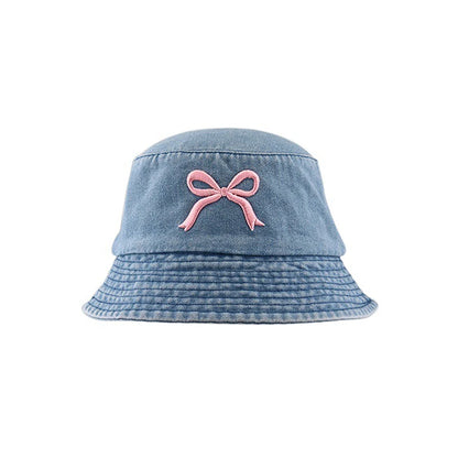 Embroidered Butterfly Denim Bucket Hat