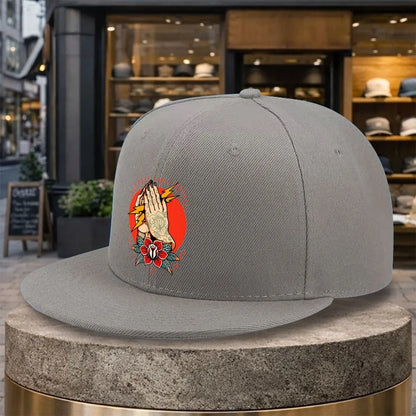 Praying Hands Lightning Rose Snapback Cap