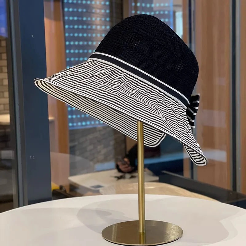 French Style Women's Sun Hat Foldable Breathable Summer Size 56-58cm