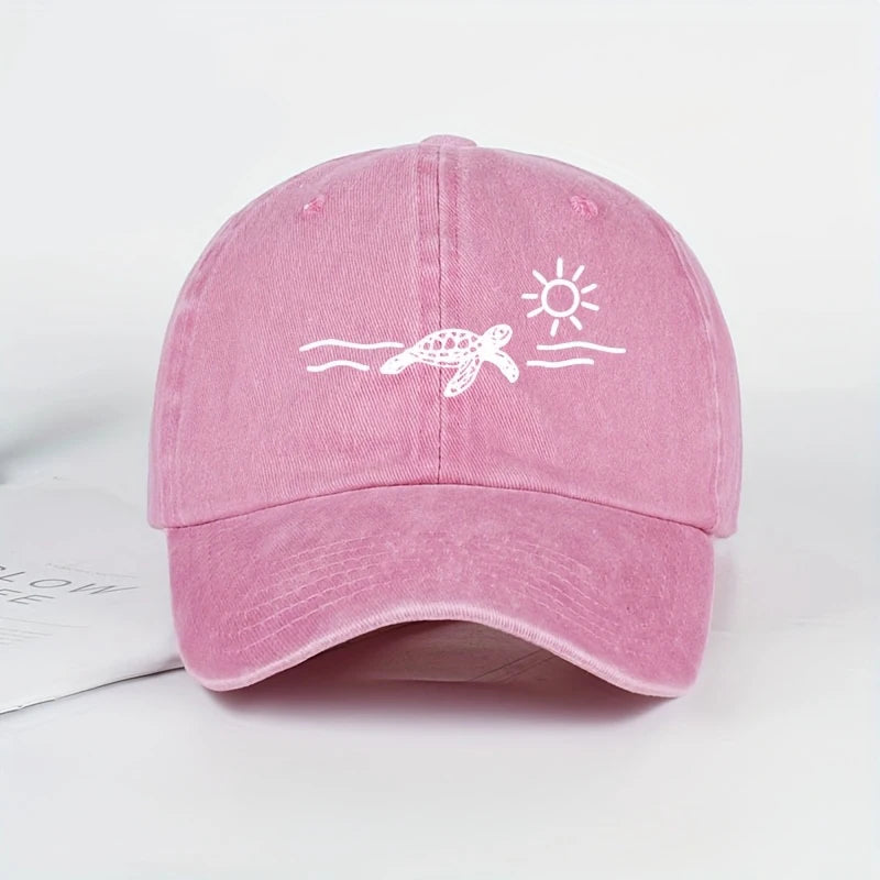 Turtle Sun Print Baseball Cap