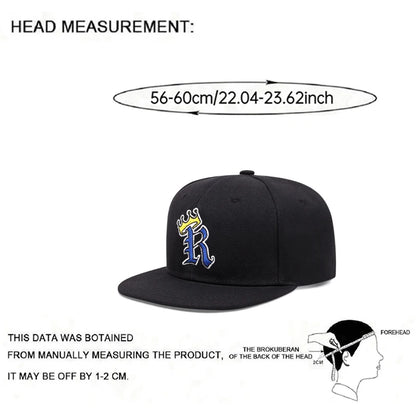 R Crown Embroidered Hip-Hop Skateboarding Snapback Cap