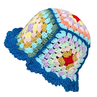 Sunflower Patchwork Ruffled Bucket Hat