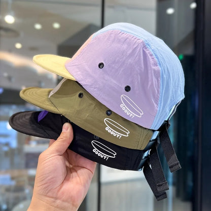 5 Panel Short Brim Embroidered Baseball Cap Ladies' Sun Hat, Quick Dry Breathable Mesh, Lightweight, Stylish Versatile Cap