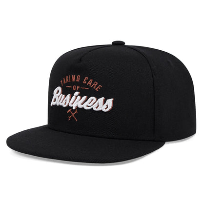 Embroidered Flat Brim Adjustable Snapback Baseball Cap