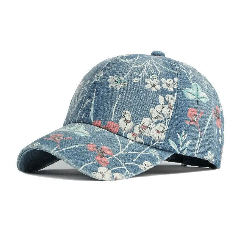 Spring Denim Flower Print Casquette Baseball Cap Adjustable Outdoor Snapback Hats For Men And Women 170