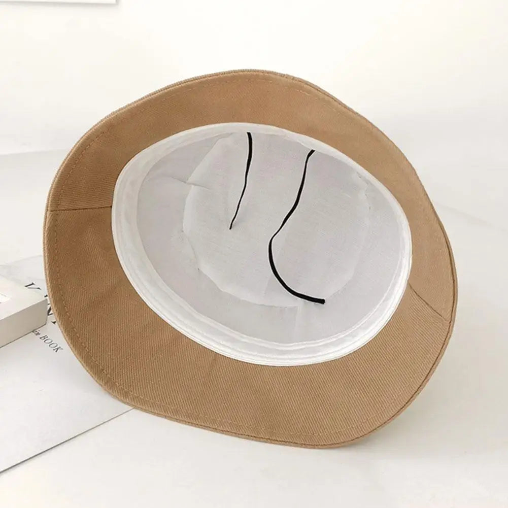 Soft Cotton Solid Color Sun Hats Black Foldable Bucket Hat