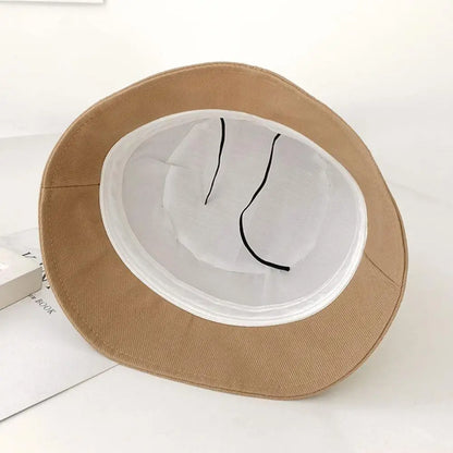 Soft Cotton Solid Color Sun Hats Black Foldable Bucket Hat