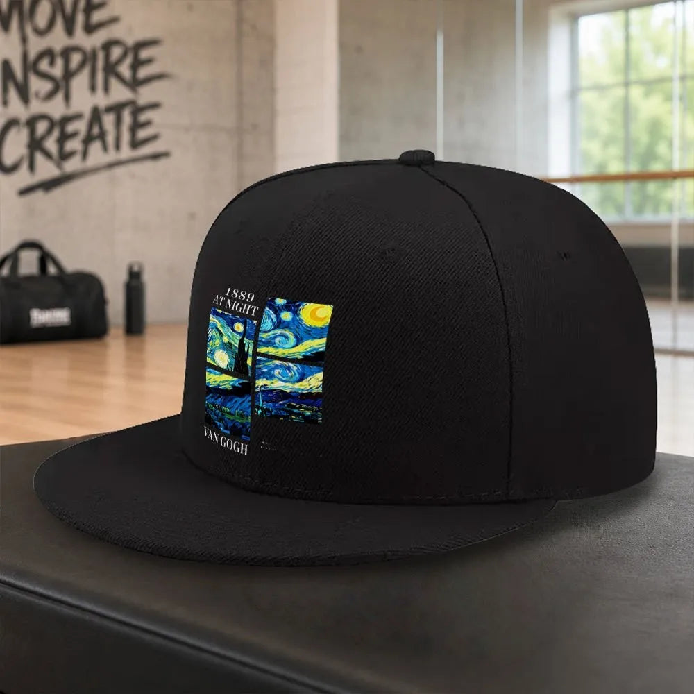 Van Gogh Starry Night Print Snapback Cap