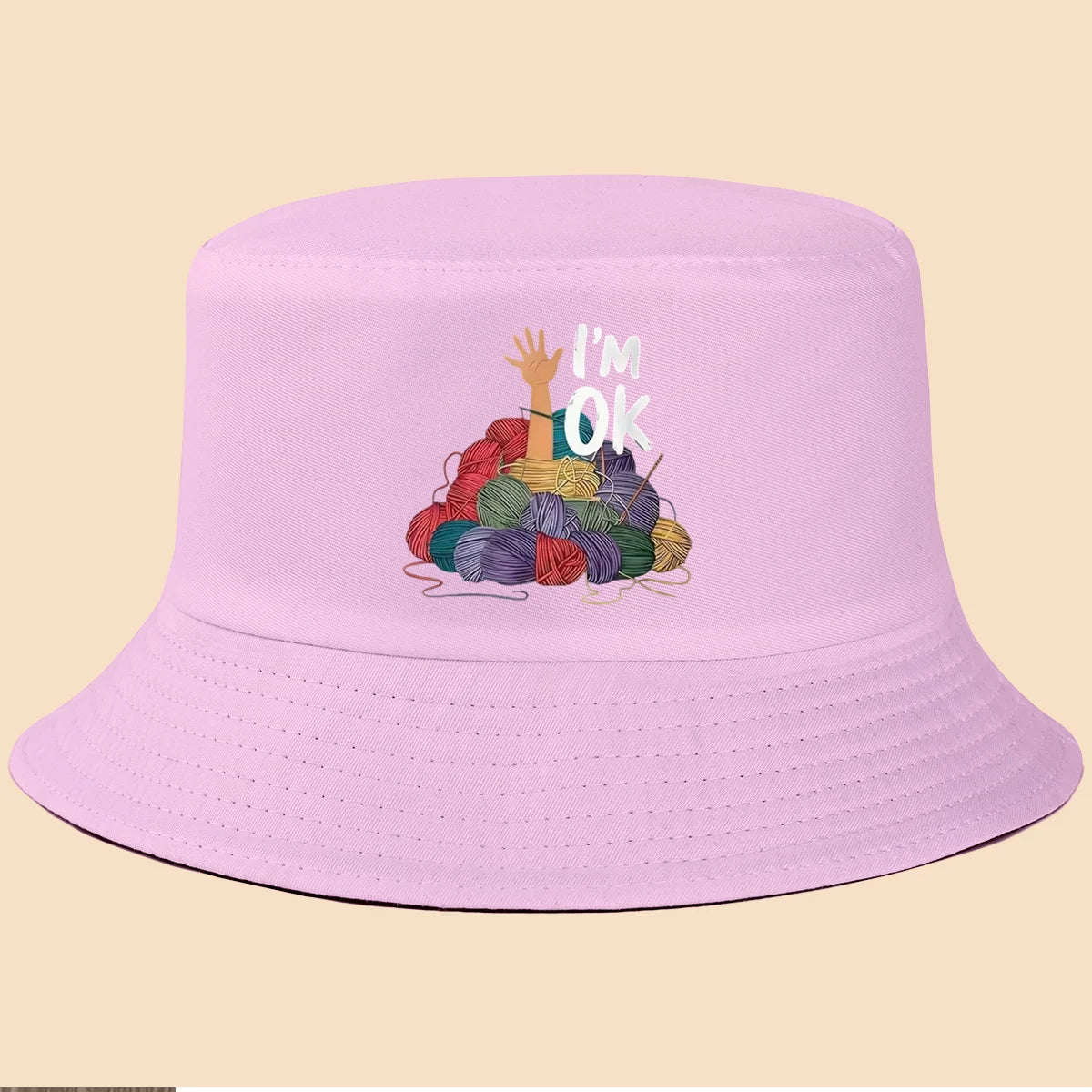I'm Fine Text Print Bucket Hat