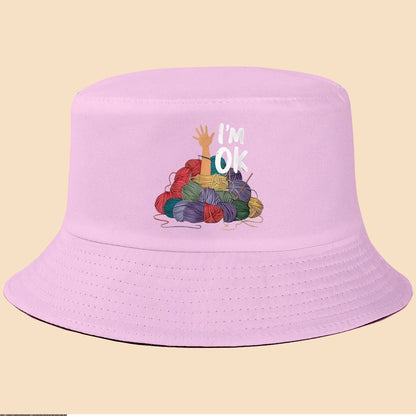 I'm Fine Text Print Bucket Hat