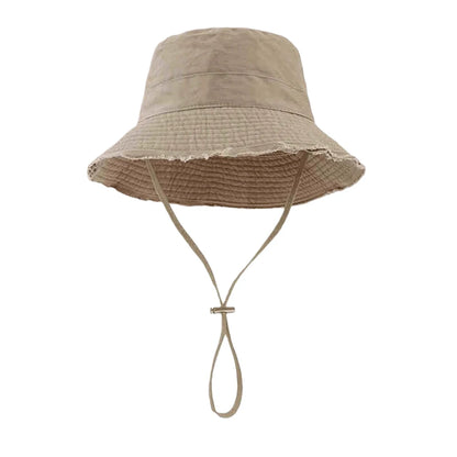 Korean Style Women Khaki Large Brim Bucket Hat