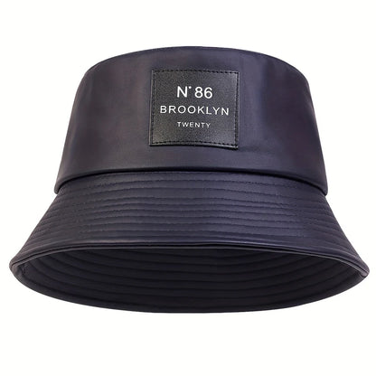 Unisex N86 Label Personality Pu Leather Bucket Hats