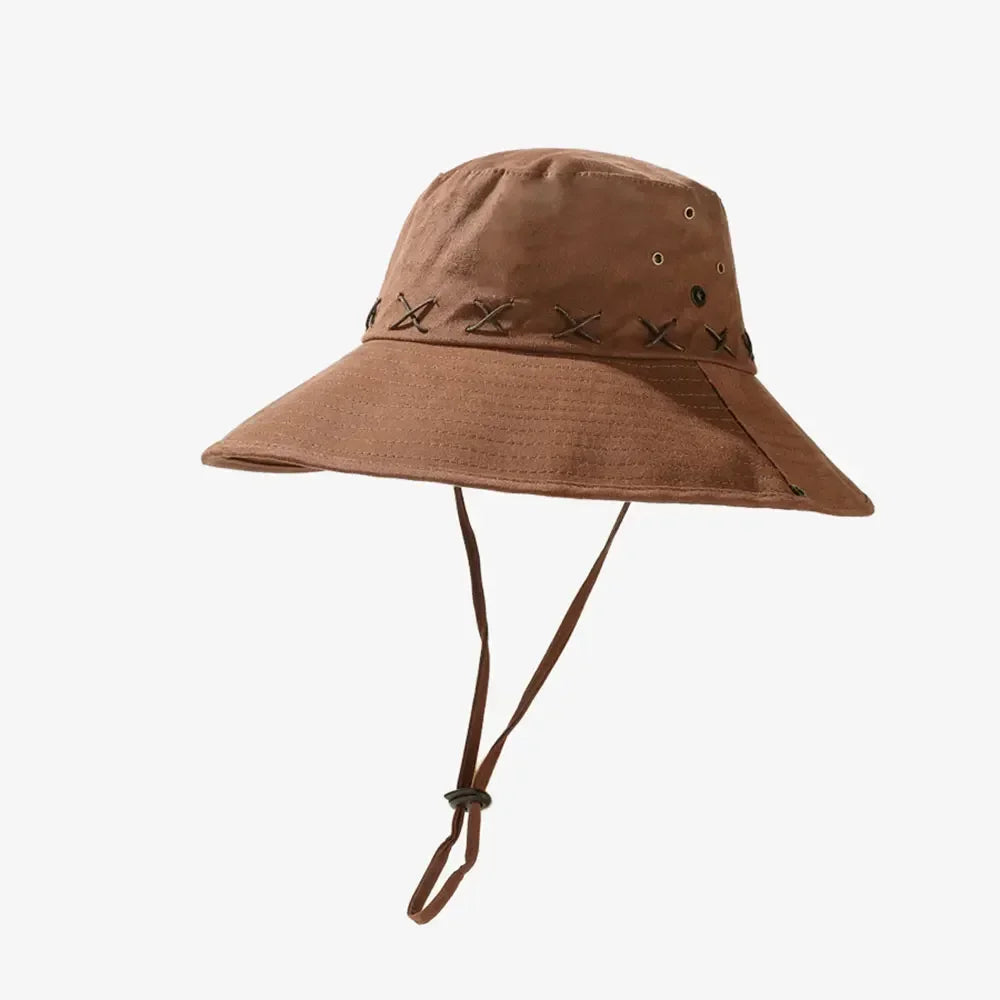 Wide Brim UV Protection Bucket Hat With Windproof Strap