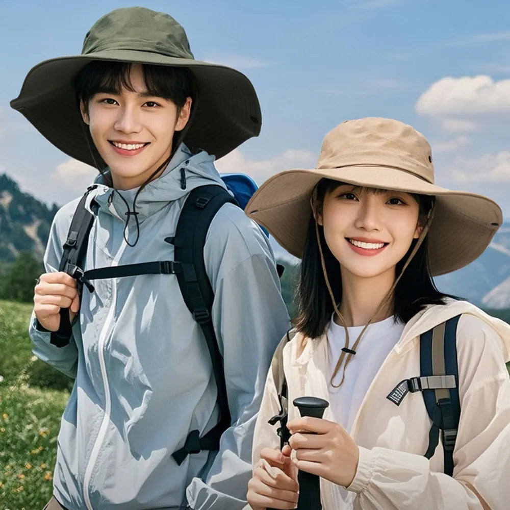 Quick-Dry Wide Brim Drawstring Hiking Bucket Hat
