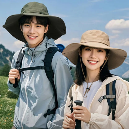 Quick-Dry Wide Brim Drawstring Hiking Bucket Hat