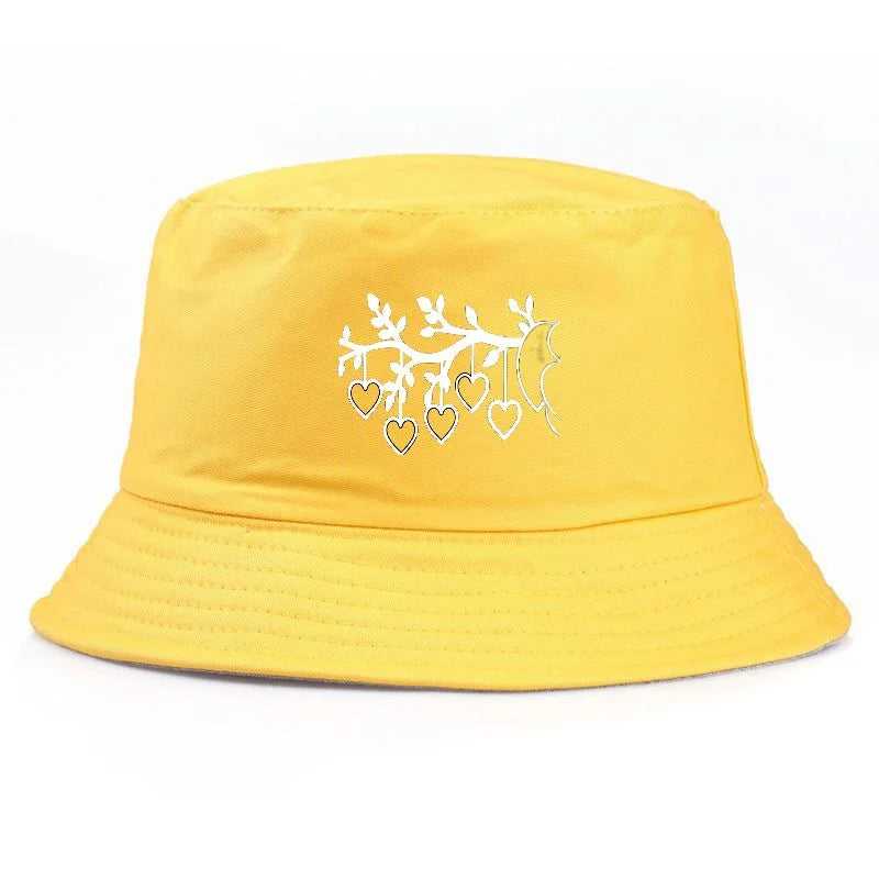Y2K Vintage Heart Print Cotton Bucket Hat
