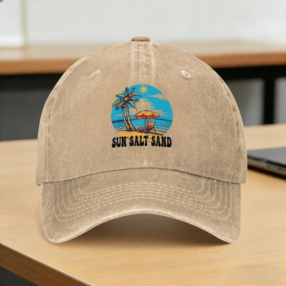Sun Salt Sand Tropical Beach Vacation Baseball Cap