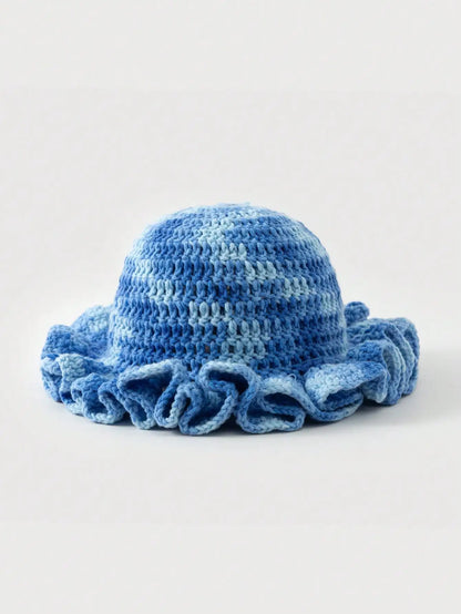 Women Tie Dye Wave Crochet Bucket Hat