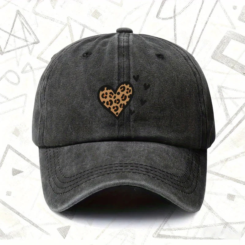 Vintage Leopard Heart Baseball Cap